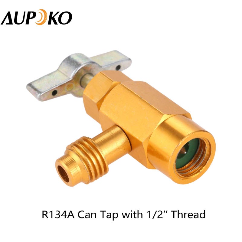 Aupoko R134A Dispenser Valve AC Refrigerant Bottle Opener, R134A Can Tap with 1/2â€™' Male and 1/2â€™â€™ Female Thread, Fits for Automotive Air Conditioning Charging - Image 2